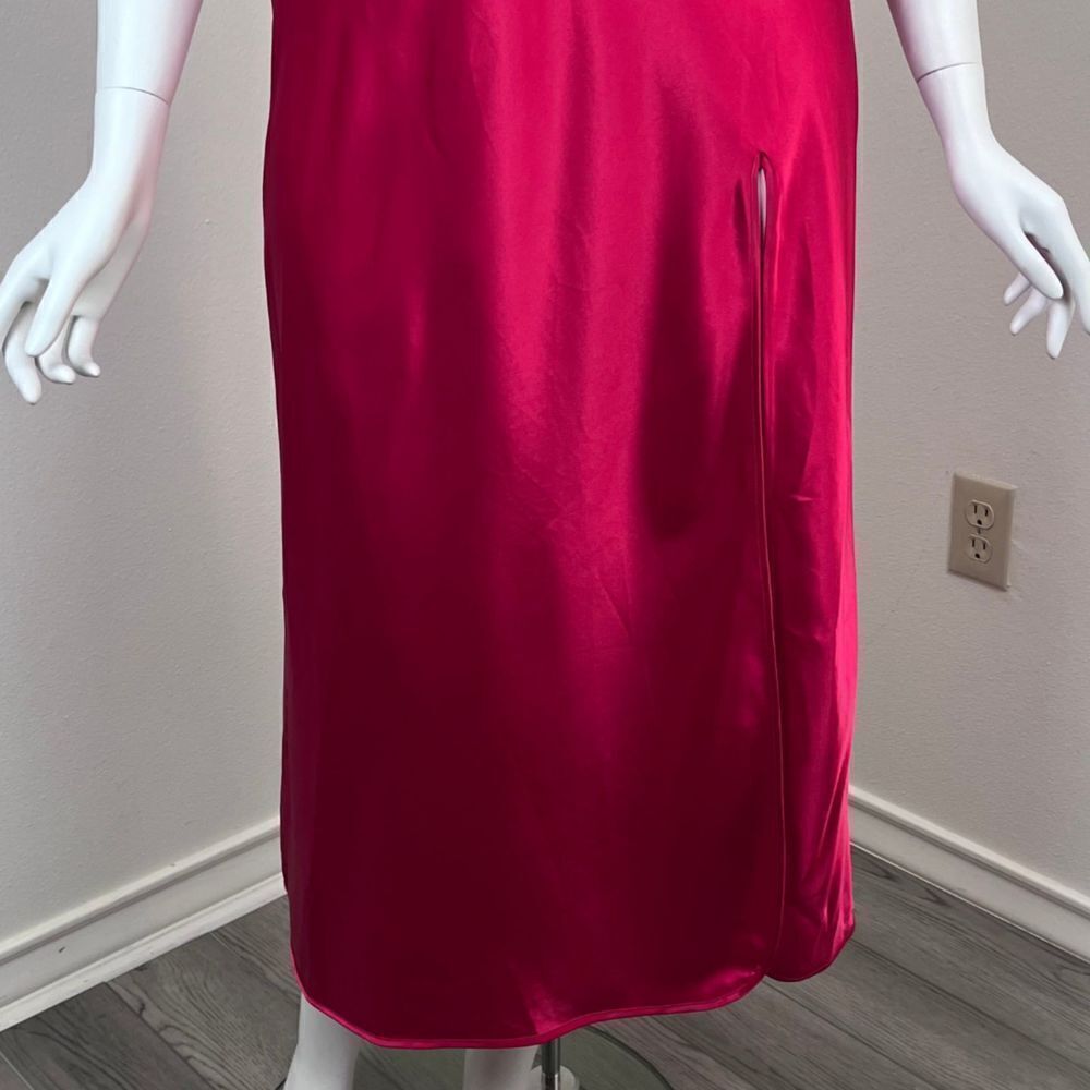 Victoria's Secret Red Sheer Lace Satin Size L Romantic Midi Slip Y2K Sexy Dress - Picture 4 of 14